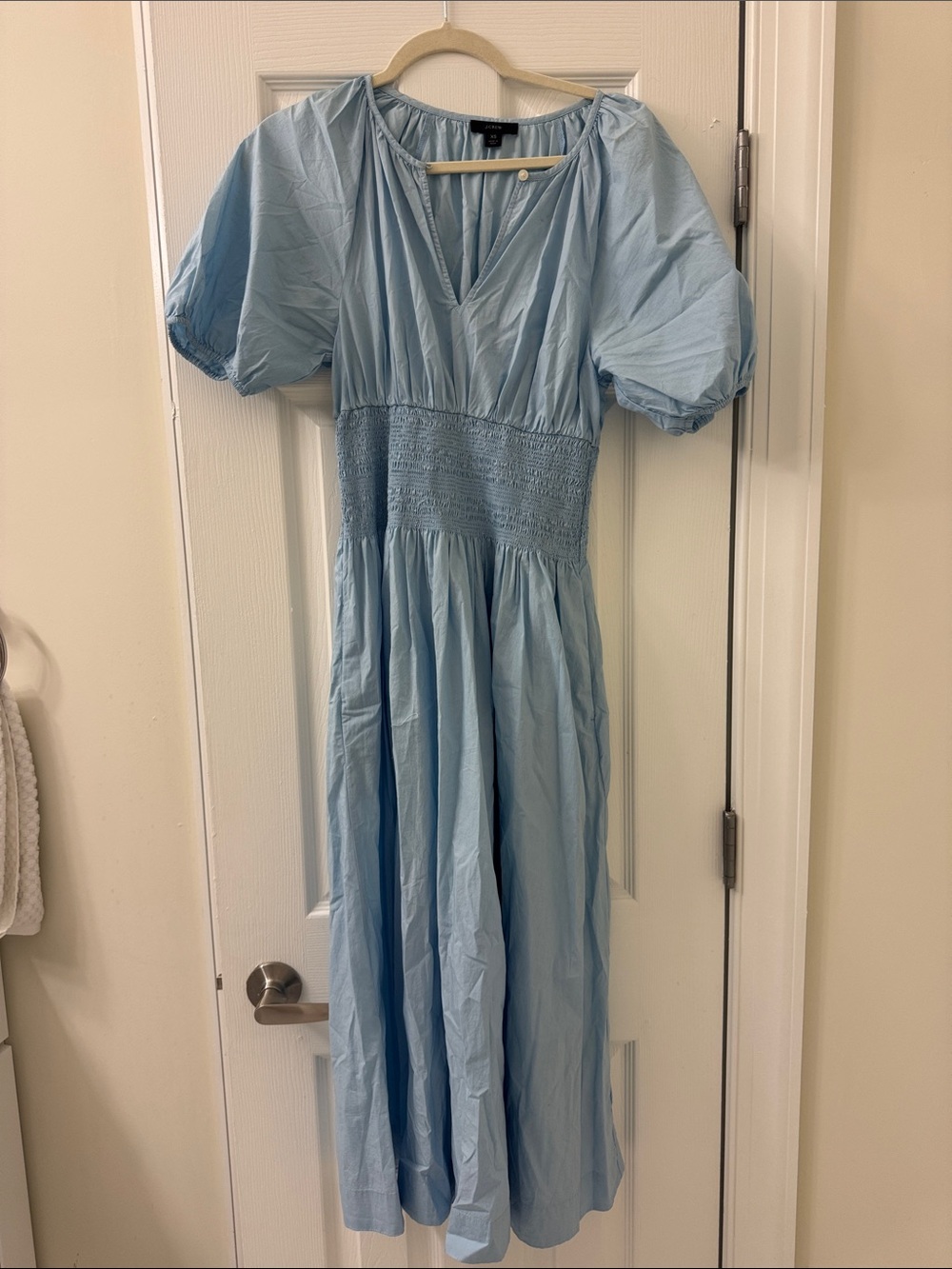 J. Crew light blue Puff Sleeve midi dress